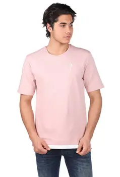 

Rose Embroidered Men 'S T-Shirt Black-Pink