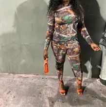 Conjuntos de 2 piezas con estampado transparente de malla transparente para mujer, bodys de vendaje de manga larga y leggings ajustados, trajes para el sudor