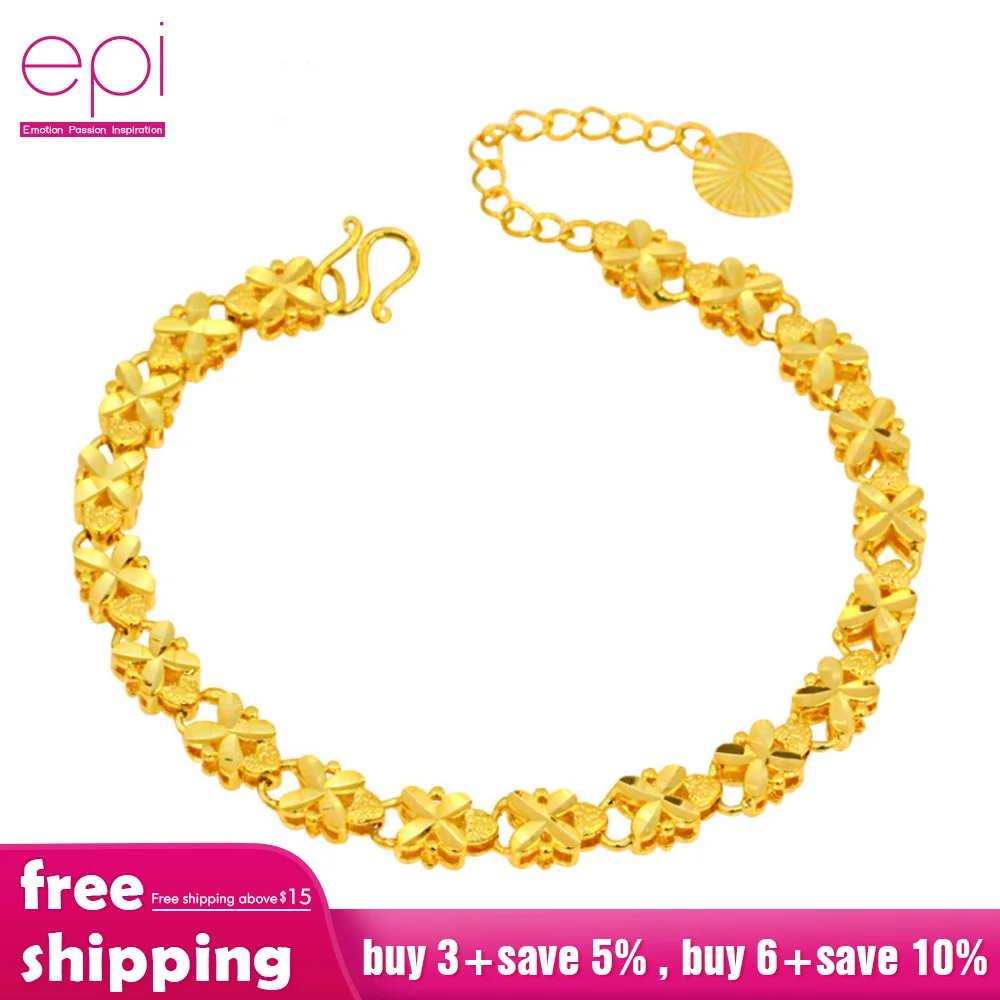 EPI, Модный позолоченный браслет в стиле панк 24 К, многослойный, кубинская цепочка, золотые браслеты, браслет для женщин, свадебные ювелирные изделия, подарки