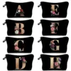 26 Initials Flower Cosmetic Bag A-Z Letter Makeup Bags Women Travel Bridesmaid Gift Ladies Portable Cosmetic Case Beauty Bag 1