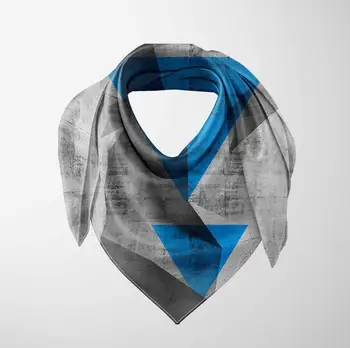 

Else Blue Gray Absrtact Geometric Triangles 3d Printed Square Rayon Fabric Neck Head Floral Pattern Scarf Scarves Women Hijab