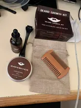 5 unids/set de la barba de los hombres Kit de herramienta de peluquería barba delantales bálsamo de aceite de barba, peine hidratante cera tijeras de estilo Set para el cuidado de la barba