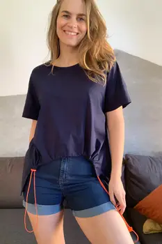 

Trendyol Rubber Detailed Boyfriend Knitted T-Shirt TWOSS20TS1318