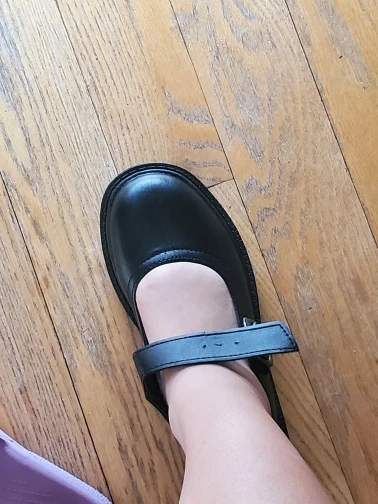 Academic Lolita Scarpe in pelle PU nera con punta arrotondata