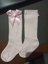 Calcetines de algodón suave para niños pequeños, pajarita grande chicas hasta la rodilla, largo, encaje, ropa de bebé, venta al por mayor