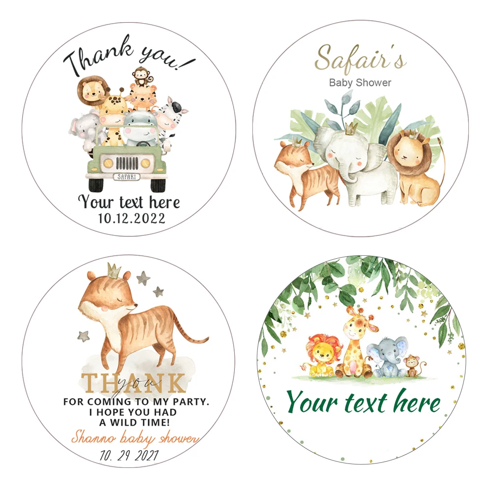 

Woodland Baby Shower Stickers Forest Animal Birthday Party Favor Label Deer Giraffe Fox Lion Labels Rustic Thank You Stickers