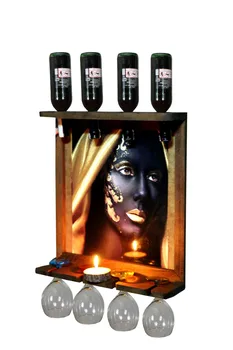 

Wall Art Picture Wooden Wine Rack Bottle Organizer Holders Beer Whiskey Bottle Bar Home Party Kitchen Salon Accessory