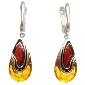 

Серьги серебряные Янтарь натуральный эмаль чёрная серебро 925 Ag модный комплект 129