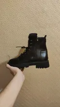 Botas de cuero informales para Mujer, botines a la moda, para otoño e invierno, 2021