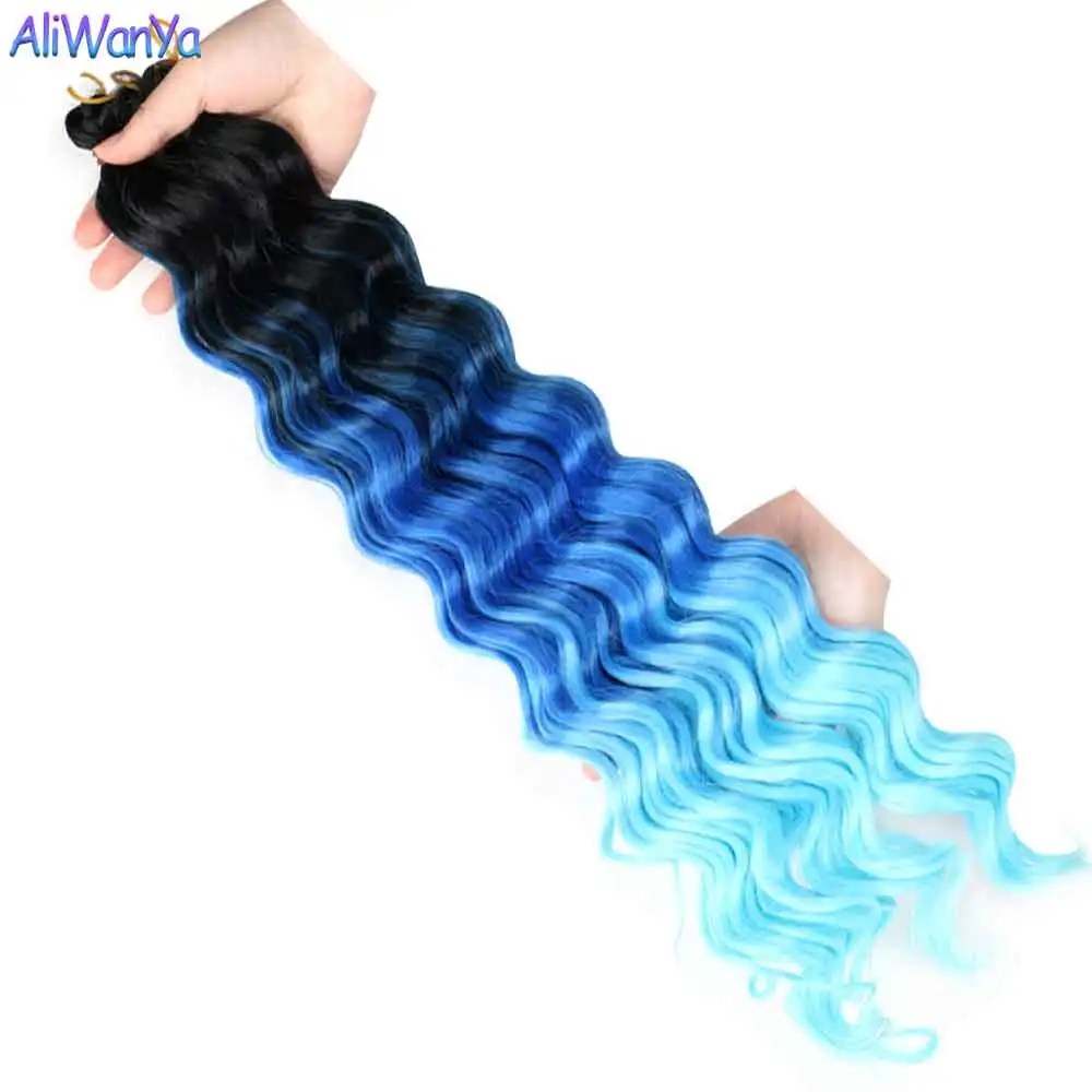 Synthetic Water Wave Crochet Braids Hair Deep Wave Bulk Ombre Braiding Hair Extensions 22inch For Women Zizi Braids Black Pink