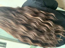 OneNonly-Peluca de cabello sintético largo degradado para mujer, pelo Natural resistente al calor, ondulado y suelto con flequillo, color marrón y Rubio, para Cosplay