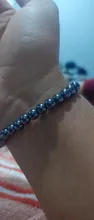 Pulsera de Metal elástica para hombre y mujer, brazalete redondo de piedra natural negra para la pérdida de peso, terapia magnética, hematita, moda