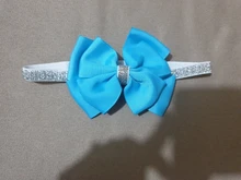Cinta pequeña para bebé recién nacido, diadema con lazo de plata, cintas elásticas para el cabello, accesorios para el cabello, diademas para niña