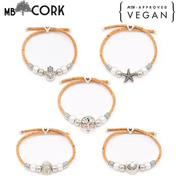 

Natural 3mm round Cork with zamak beads handmade bracelet for women jewelry bracelet jewelry BR-442-MIX-10