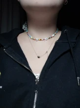 Collar de satélite multicapa con cuentas de arcoíris para mujer, joyería Bohemia hecha a mano, con personalidad