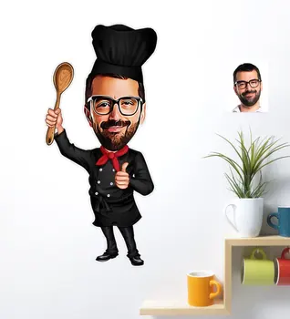 

Personalized Mr Master Chef Caricature Of Wall Sticker (50x70cm) Paste Fun Funny Gift custom made