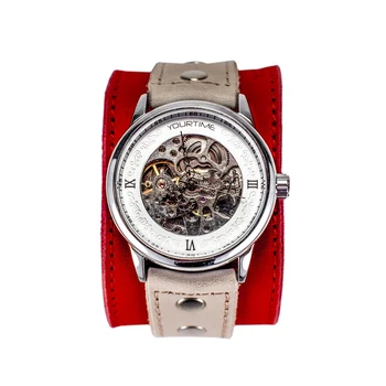 

Watch skeleton YOURTIME Strawberry Women wide leather strap handmade