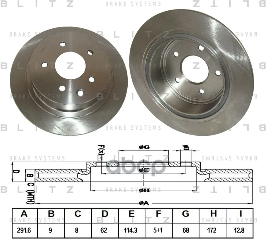 Диск Тормозной Nissan Juke/Qashqai/Teana 07- Blitz арт. BS0252