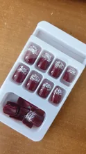 24 pieces False Nail Full Cover Fake Nail Crystal Elegant Pink Gradient French Short