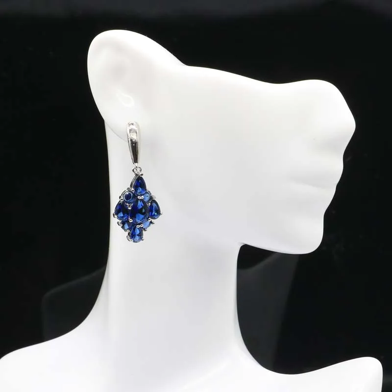 36x14mm SheCrown Fancy Created Танзанит Фиолетовый аметист женские ювелирные изделия делая серебряные серьги