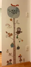 Mural Decals Wallpaper Decor Height-Measure Animal-Trees Nursery Forest Creative Nordic Modern
