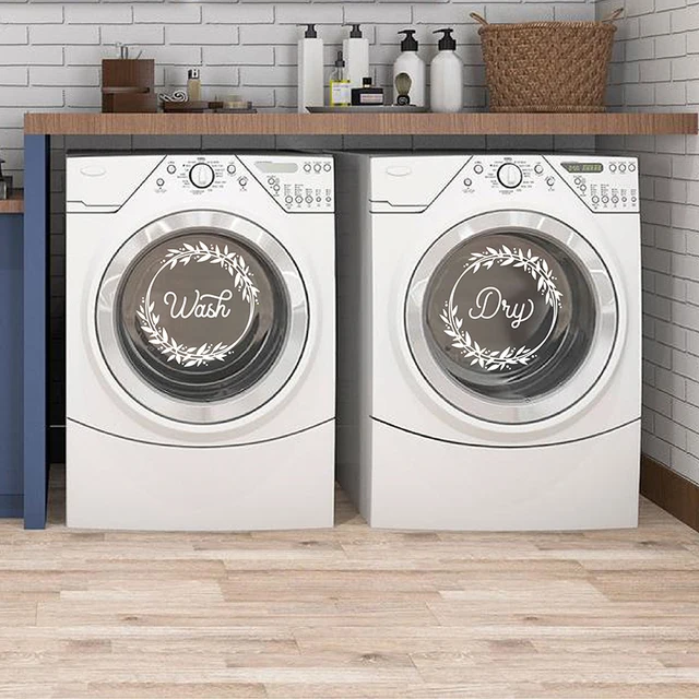 Lavare asciutto Segno Citazioni Decalcomanie in vinile Decorazioni per lavanderia Lavatrici Decorazione per porte Adesivo in vinile Lavanderia Art 1
