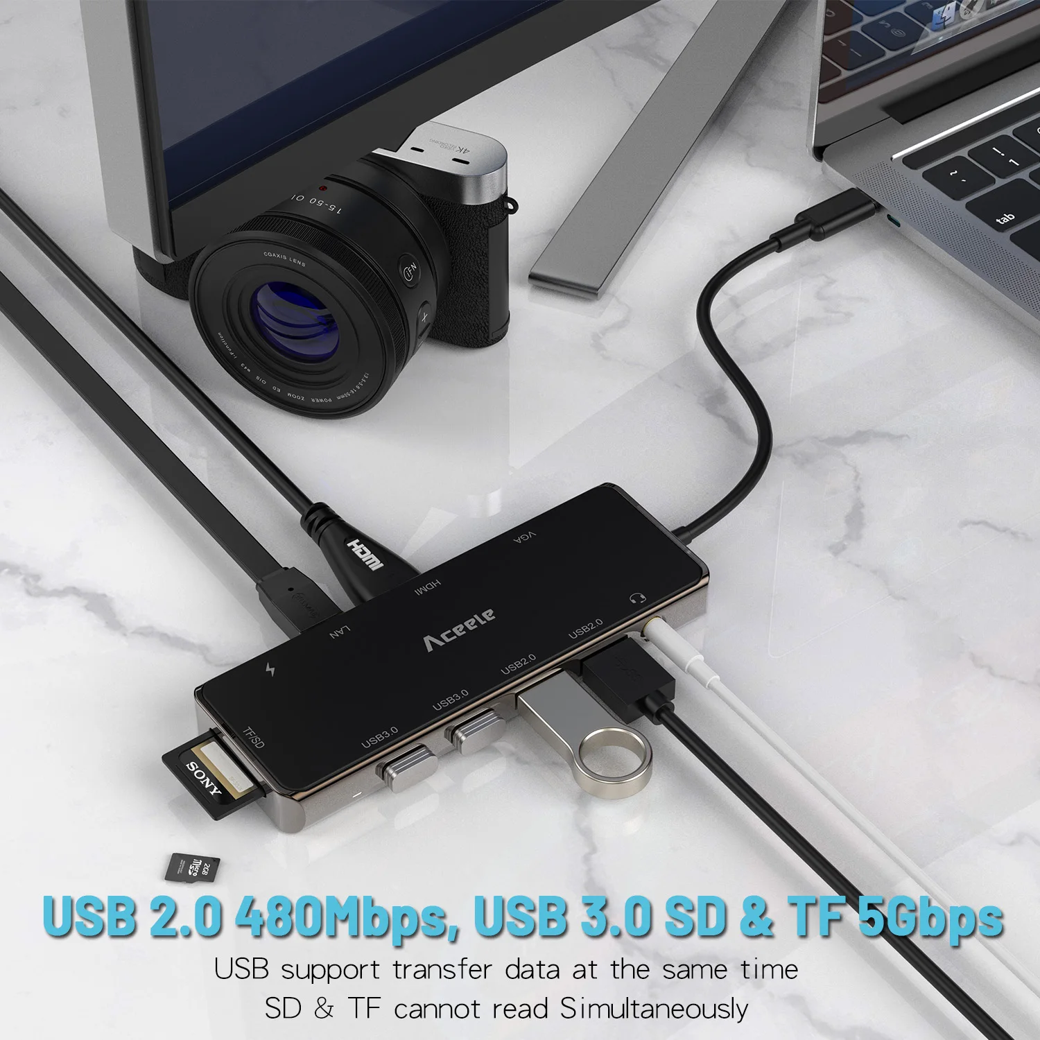 Aceele USB C концентратор многофункциональный металлический+ силиконовый концентратор для Macbook Pro Macbook Air samsung Galaxy Tab S6