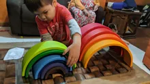 Juguetes de madera en 3D DIY para niños, arcoíris, bloques de construcción, apilador de gran tamaño, creativo, Montessori, juguetes educativos