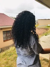 Luvin-Peluca de cabello humano rizado con malla Frontal para mujer, postizo de 30 a 40 pulgadas de densidad 180, sin pegamento, color agua, color negro, brasileña, desplumada