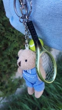LLavero de bola de raqueta de tenis de simulación, accesorios para bolsa, llavero de ventilador deportivo, llavero de recuerdo