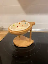 Pet-Supplies Dish-Bowl Raised Food-Water-Feeder Wooden Ceramic Stand Table Pets Dog Cat