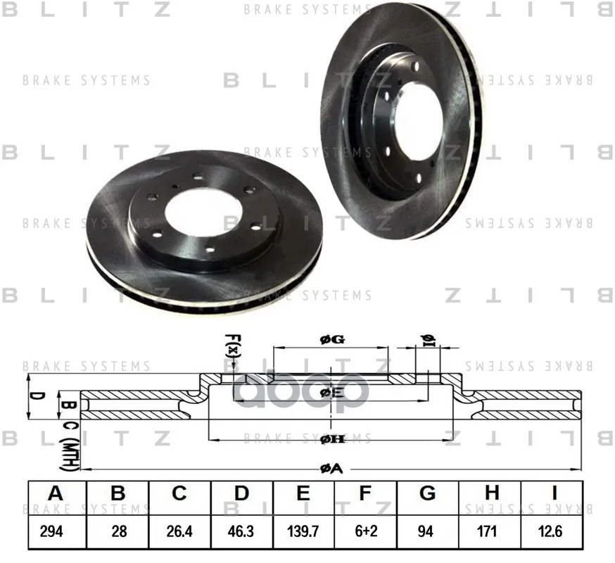 Диск Тормозной Mitsubishi L200/Pajero Sport 05- Blitz арт. BS0322