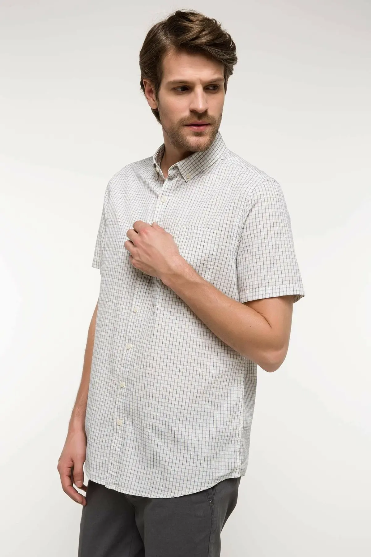 

DeFacto Fashion Men Long Sleeve Plaid Shirt Male Casual Blouser Men's Loose Comfort Shirts Leisure Autumn New - I3604AZ18SM