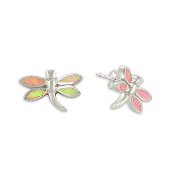 

Teleplus Opal Stone Dragonfly Earrings 925 Sterling Silver