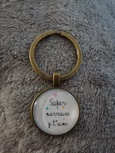 Popular nuevo Super madrina padrino llave anillo superhéroe gracias padrino Madrina de vidrio joyería llavero colgante regalo