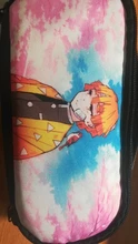 Anime demonio asesino Kimetsu No Yaiba lona monedero lápiz caso maquillaje bolsa de lápiz papelería bolsa de dibujos animados caja de lápiz