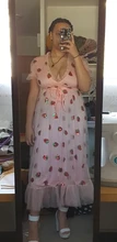 Isarse-vestido con fresas para mujer, ropa de fiesta francesa con bordado de lentejuelas, V profundo abombada en manga, dulce gasa de malla, 4XL, 5XL, 2021