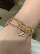 Conjunto de tobilleras de mariposa rosa para mujer, tobillera con letra dorada, cadena de Ángel, pulsera de tobillo para pie, joyería de playa de verano
