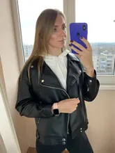 Jacket Women Basic-Coat Moto Aelegantmis Faux-Leather Plus-Size Winter Outerwear Autumn