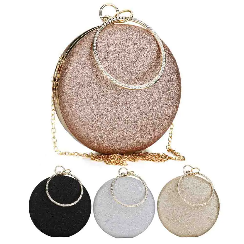 

2020 Women's Party Bag Wedding Evening Clutch Bag Round Chain Round Bag Wallet Messenger Shoulder Bag Clutch Bag Gold Il Handbag