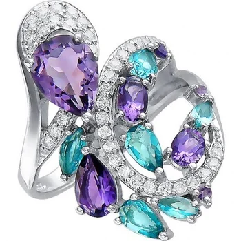 

Jewelry Tradition ring with cubic zirconia, amethyst and Topaz Silver