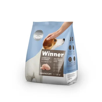 

Winner Полнорационный dry food adult dog small breeds, Chicken, 1,5 kg.