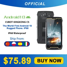 Cubot KingKong CS Android 10 IP68 étanche Smartphone Débloqué 5 pouces Batterie 4400mAh Face ID double carte SIM Telephone Incassable Telephone Portable Incassable King Kong CS Face ID/GPS Antichoc/Étanche