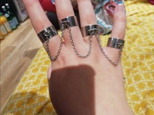 Anillos Punk de Hip Pop para mujer, cadena ajustable multicapa, cuatro anillos abiertos para dedos, anillos giratorios de aleación para mujer, regalo de fiesta