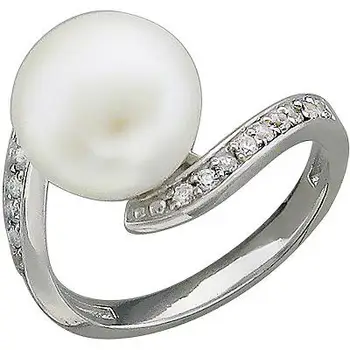 

Esthete ring with cubic zirconia, silver pearls