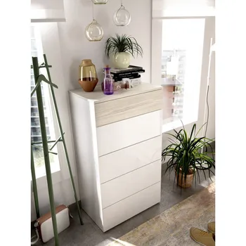 

Comfortable in kit model Alice 5 drawers white glitter and gray