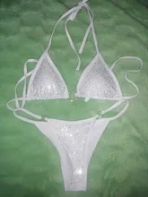 Female Swimsuit Bikini-Set Two-Pieces Rhinestone Bling Women V2064 Lady