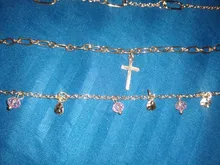 17KM-tobillera de cristal multicapa para mujer y niña, cadena gruesa dorada, pulsera para tobillo, joyería para pierna