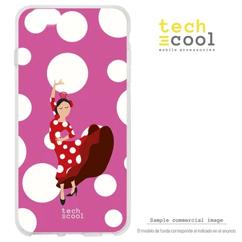 

FunnyTech®Silicone Case for Alcatel 3V L Flemish fair white polka dot pink background