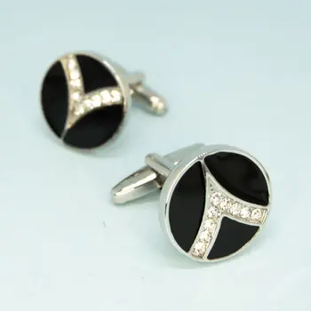 

Cufflinks jewelry black circle with stones (54153)